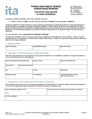 Statutory Declaration of Work Experience