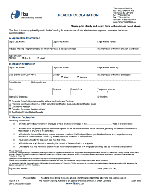 ITA Reader Declaration Form