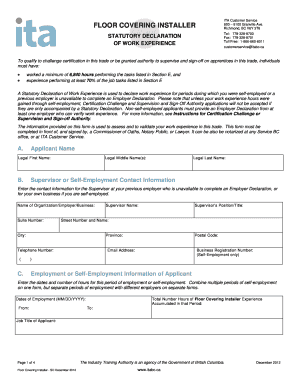Statutory Declaration of Work Experience