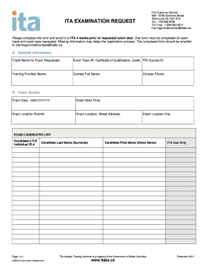 ITA Examination Request Form