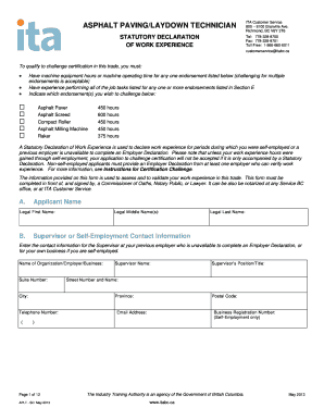 Statutory Declaration of Work Experience