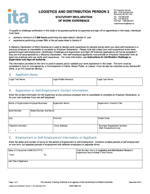 Statutory Declaration of Work Experience