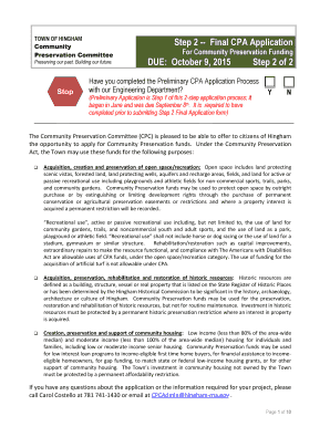 Hingham Community Preservation Final Application