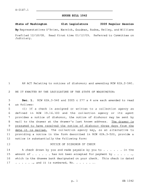 Washington Notice of Dishonor of Check