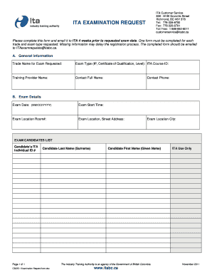 ITA Examination Request Form