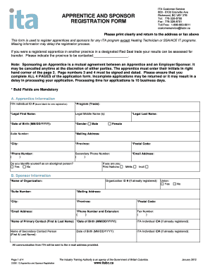 British Columbia Apprentice and Sponsor Registration Form