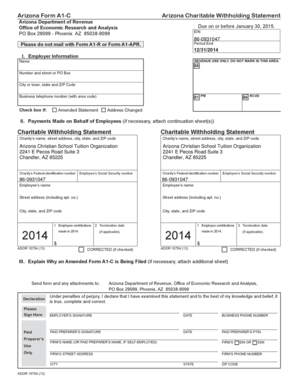 Arizona Form A1-C Charitable Withholding Statement