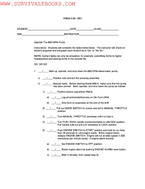 US Army 600-GPM Pump Operation Form