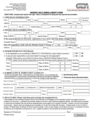 Minor Child Enrollment Form