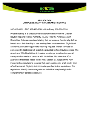 ADA Paratransit Eligibility Application