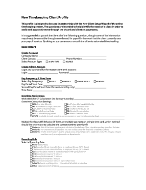 New Timekeeping Client Profile