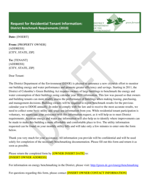 Residential Tenant Energy Data Form