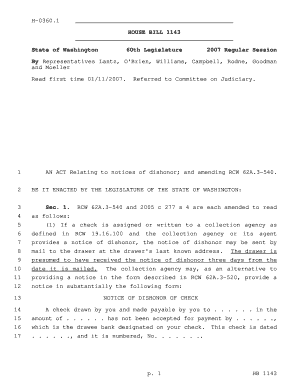 Washington Notice of Dishonor of Check