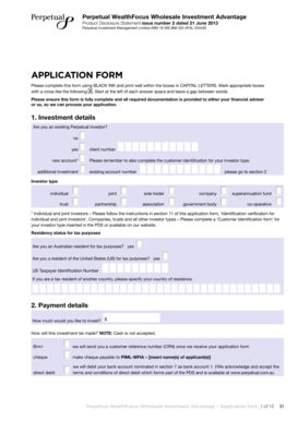 Perpetual WealthFocus Wholesale Investment Advantage Application Form