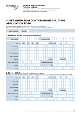 Superannuation Contributions Splitting Application Form