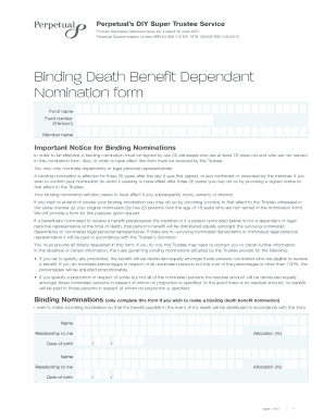 Perpetual Binding Death Benefit Nomination Form