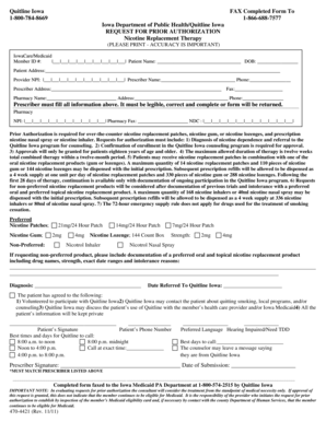 Iowa Medicaid Nicotine Replacement Therapy Prior Authorization Form