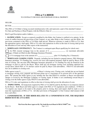 FHA or VA Rider to Real Estate Contract