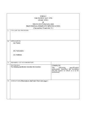 Indian Patent Application Form