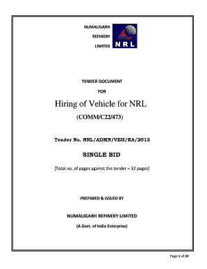 Logbook for car - nrl tender