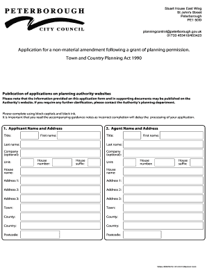 UK Non-Material Amendment Planning Application