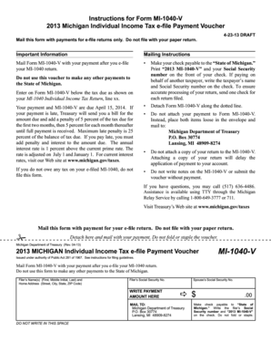 Michigan MI-1040-V Payment Voucher