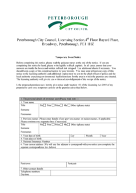 Temporary Event Notice