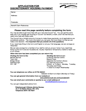 Discretionary Housing Payment Application