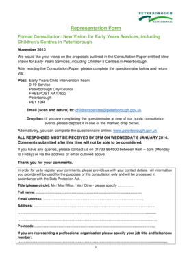 Peterborough Children's Centres Consultation Form