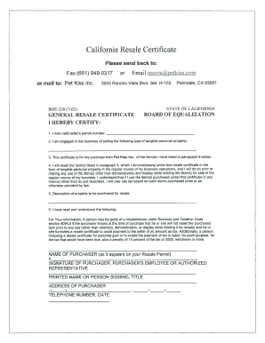 California Resale Certificate