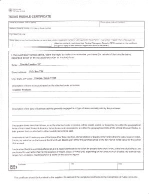 Texas Resale Certificate