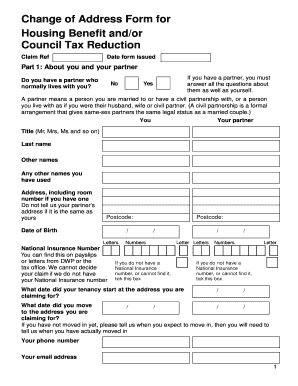 Change of Address Form for Housing Benefit and/or Council Tax ... - shepway gov