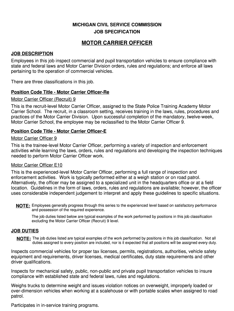 Fillable Online MOTOR CARRIER OFFICER Fax Email Print pdfFiller