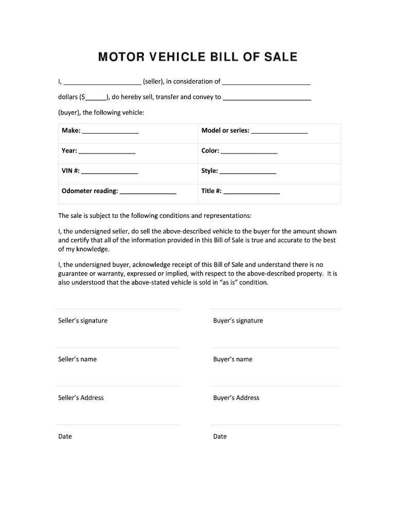 Printable Dmv Bill Of Sale Form