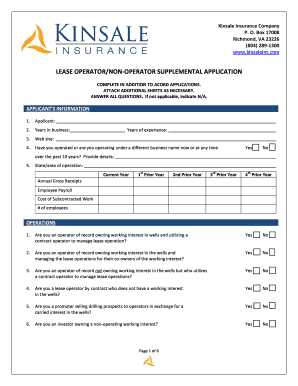 Lease Operator/Non-Operator Supplemental Application