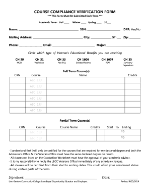 Course Compliance Verification Form
