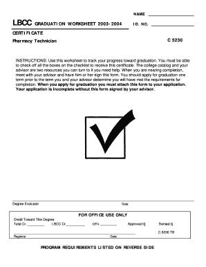 Fillable Online linnbenton NAME LBCC GRADUATION WORKSHEET 2003-2004 ID ...