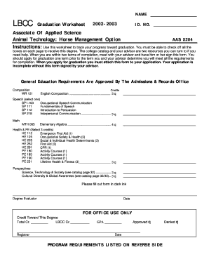 Fillable Online linnbenton NAME LBCC Graduation Worksheet 2002-2003 ID ...