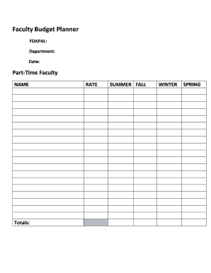 Mortgage budget worksheet - Faculty Budget Planner Part-time Form (pdf)