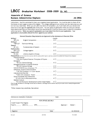 Fillable Online linnbenton LBCC Graduation Worksheet b2008b-2009 ID NO ...
