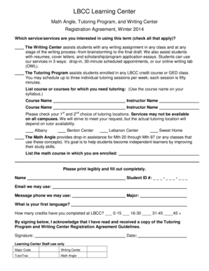 LBCC Learning Center Registration Agreement