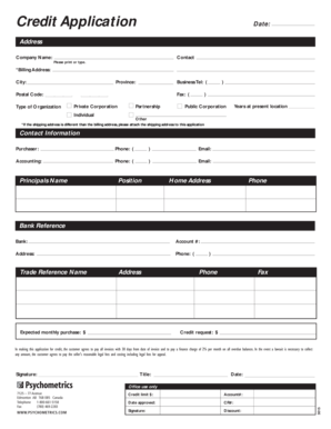 Credit Application Form