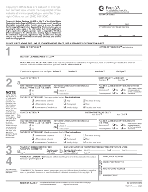 US Copyright Registration Form VA