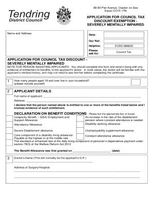 Council Tax Discount Application - Severely Mentally Impaired