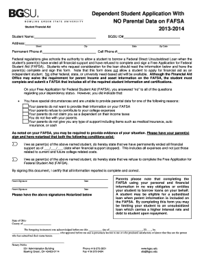 Dependent Student Application Without Parental Data on FAFSA