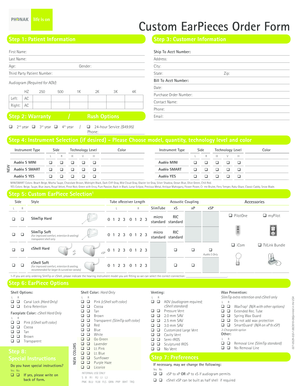 Custom EarPieces Order Form
