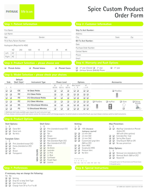 Spice Custom Product Order Form