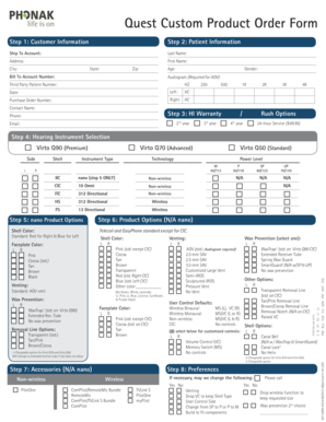 Quest Custom Product Order Form