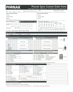 Phonak Spice Custom Order Form