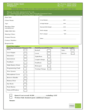 Phonak Repair Order Form